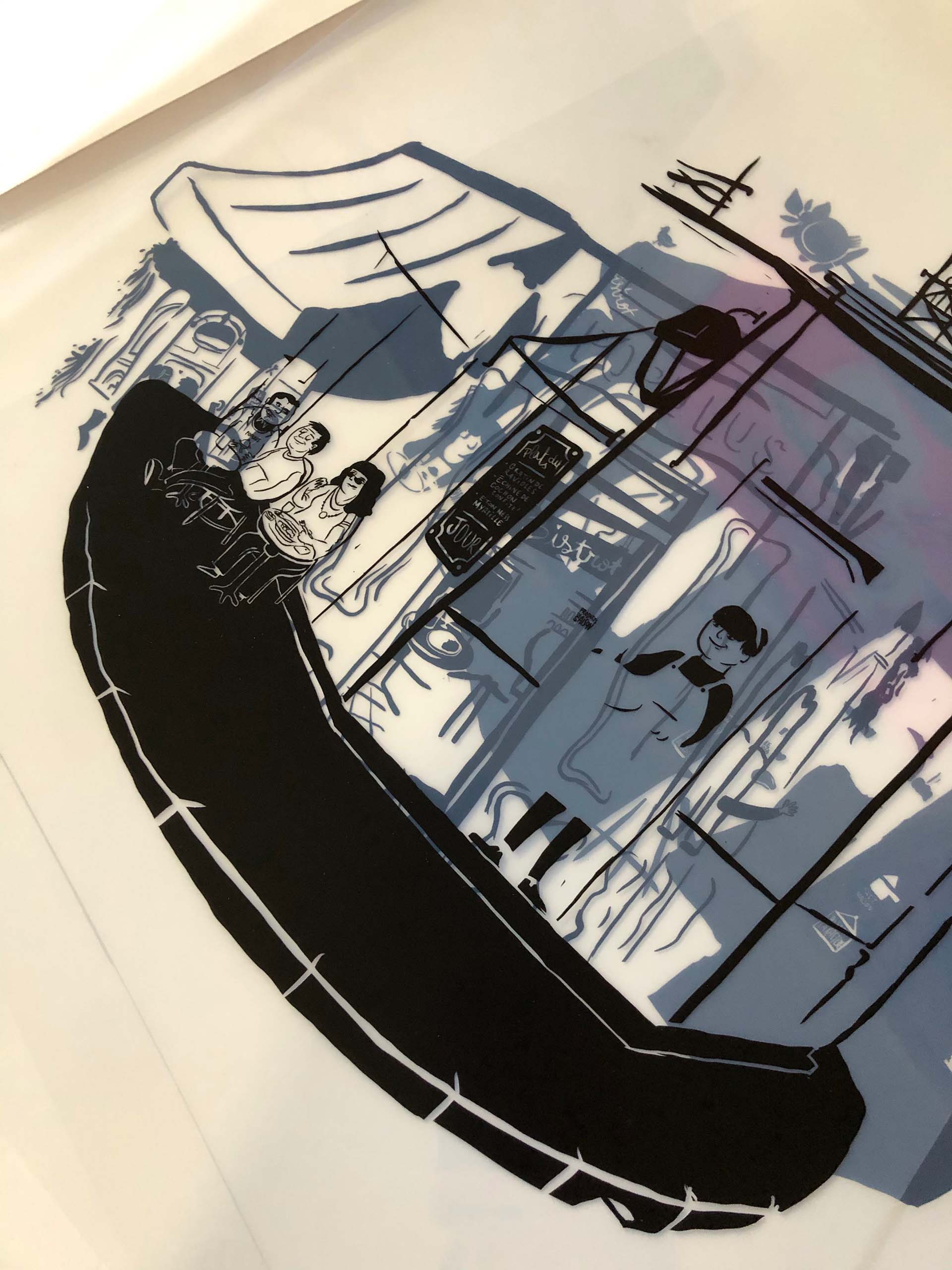 Populus Bistrot - Illustration de Romain Fwells - Sérigraphie à l'Atelier Fwells Paris