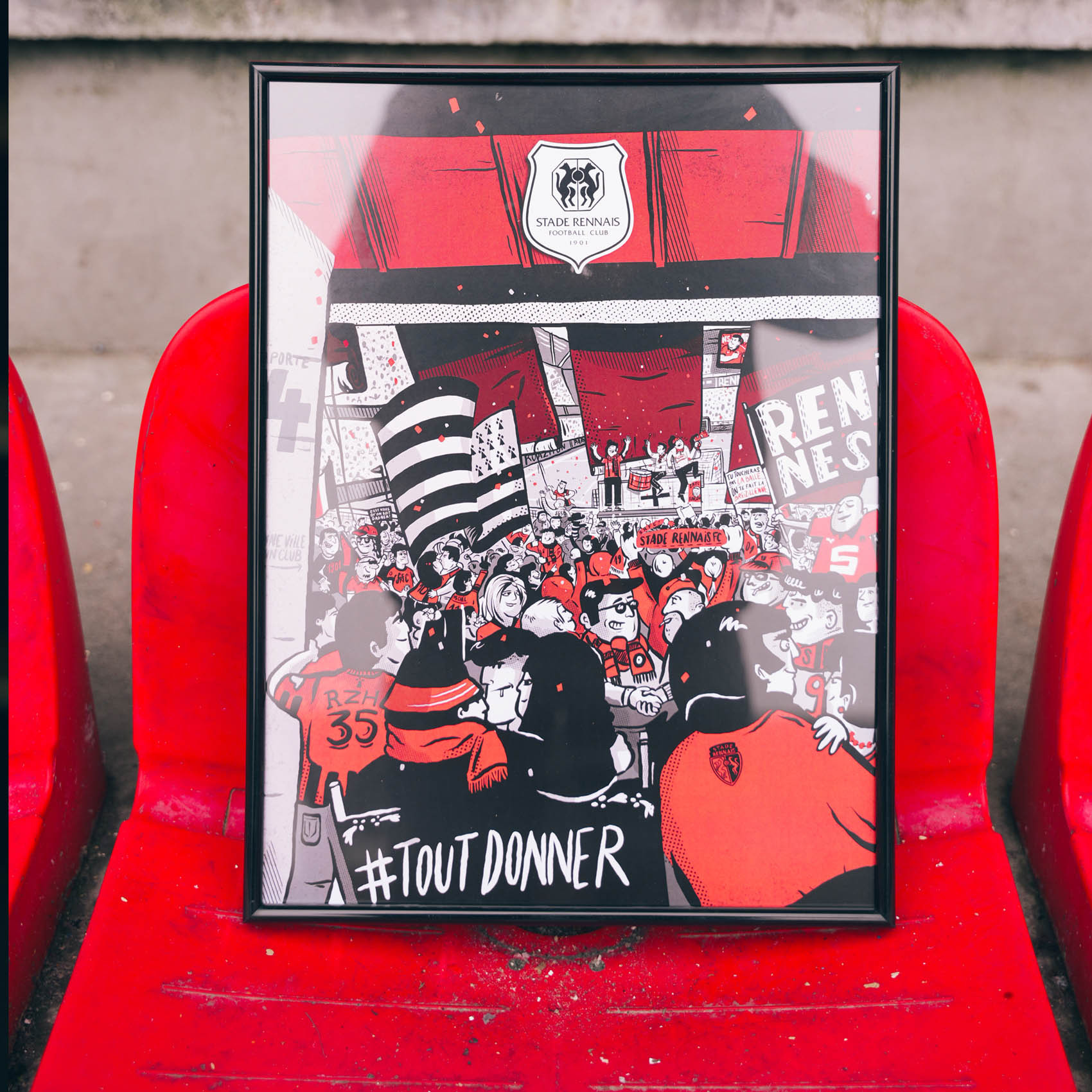 Affiche pour le SRFC (Rennes) - Illustration de Romain Fwells - Sérigraphiée à l'Atelier Fwells Paris